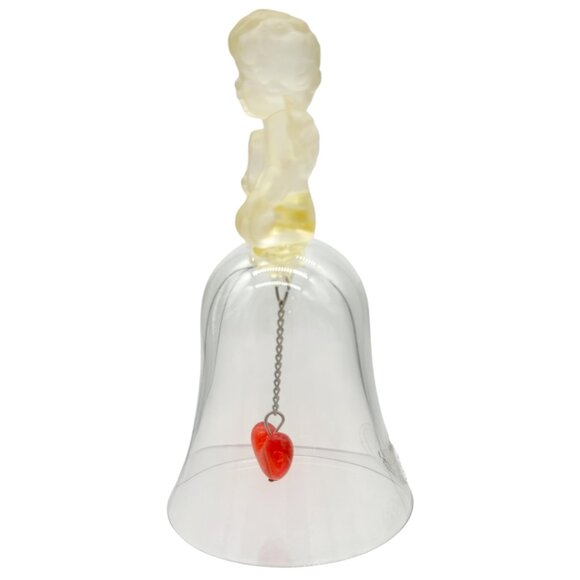 Avon 1991 Collectible Bell Frosted Angel Figurine With Red Heart Clapper 5" Tall - Picture 8 of 8